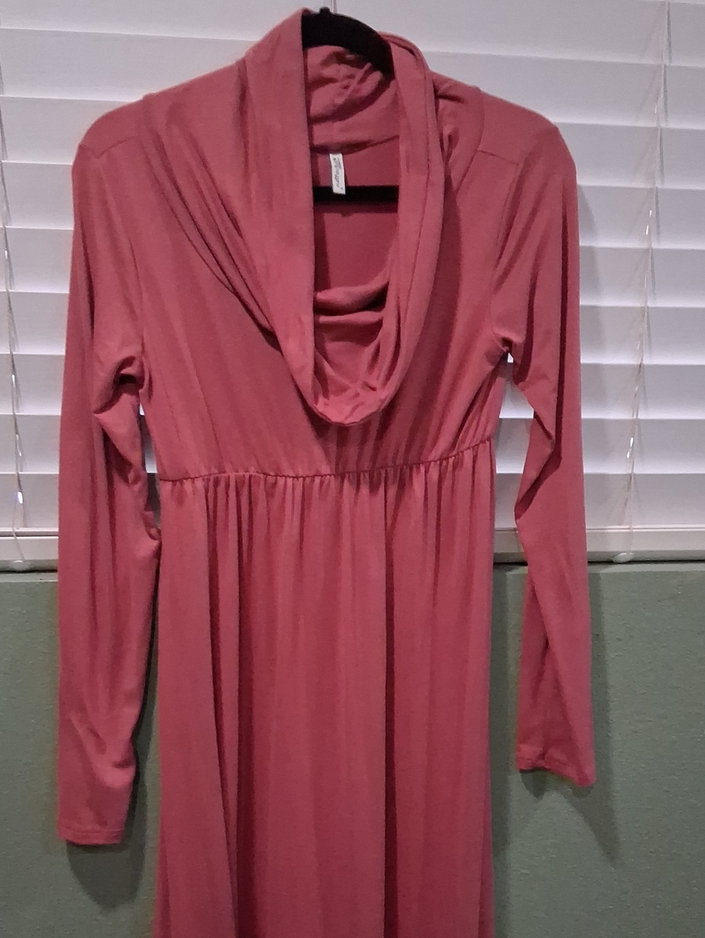 Mother Bee Maternity Dusty Rose Long Sleeve Cowl Neck Maxi Dress